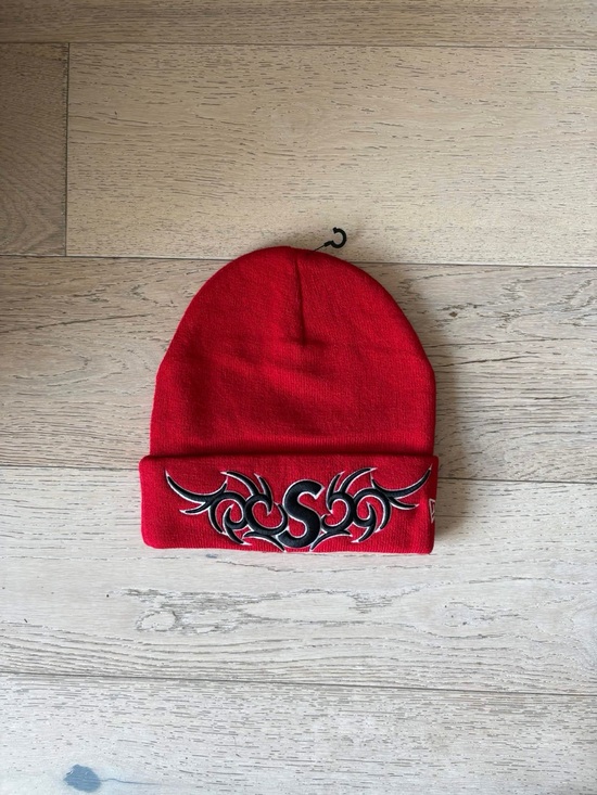 Bape Other - Supreme Red Beanie with Black Tribal Logo